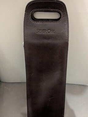 Mulholland Silver Oak Dark Brown Leather Wine Carrier Handmade Tote NICE